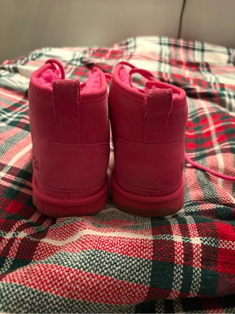 UGG Bright Pink Plush Shearling Lace-Up Boots